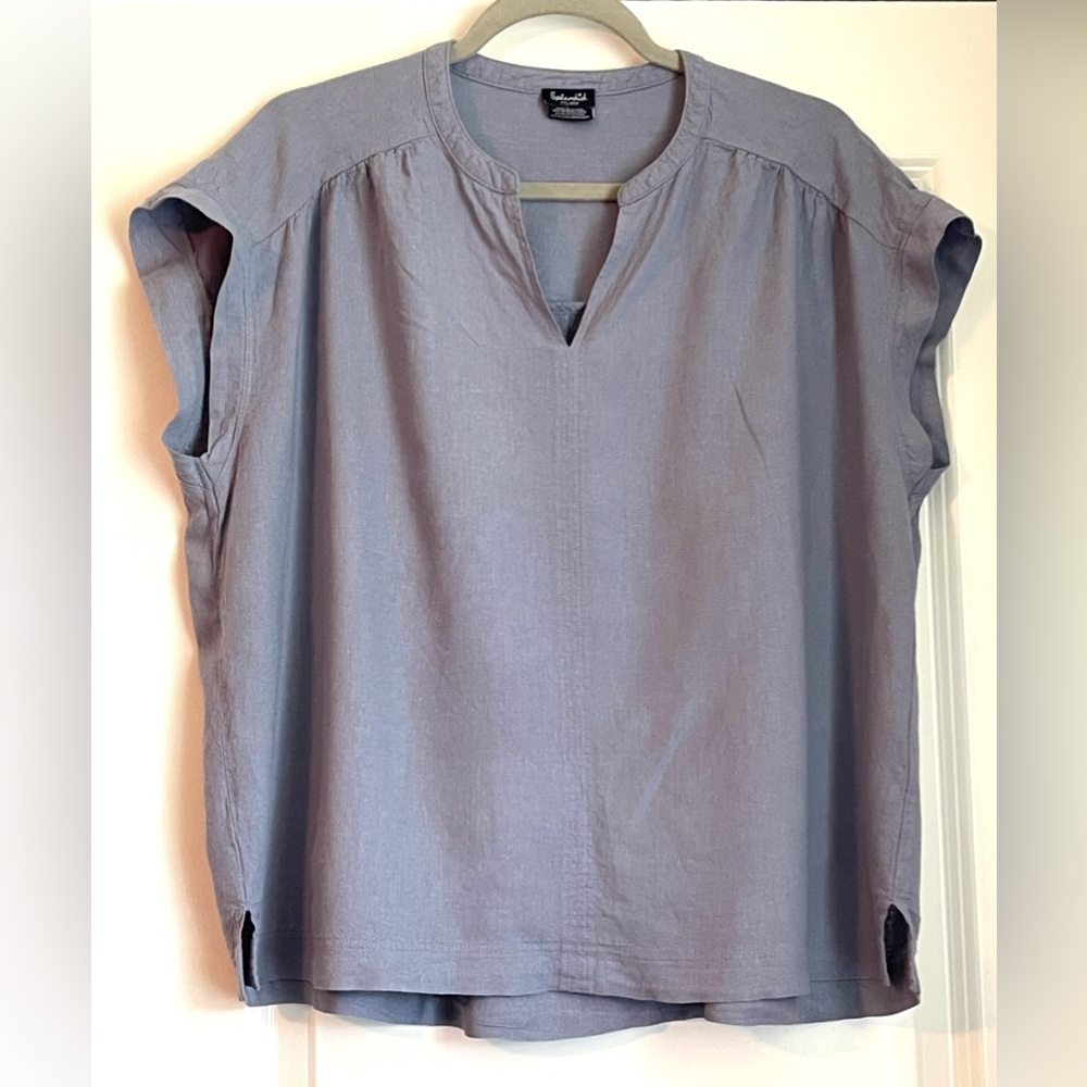 Splendid Linen Blend V-Neck Blouse Size XXL